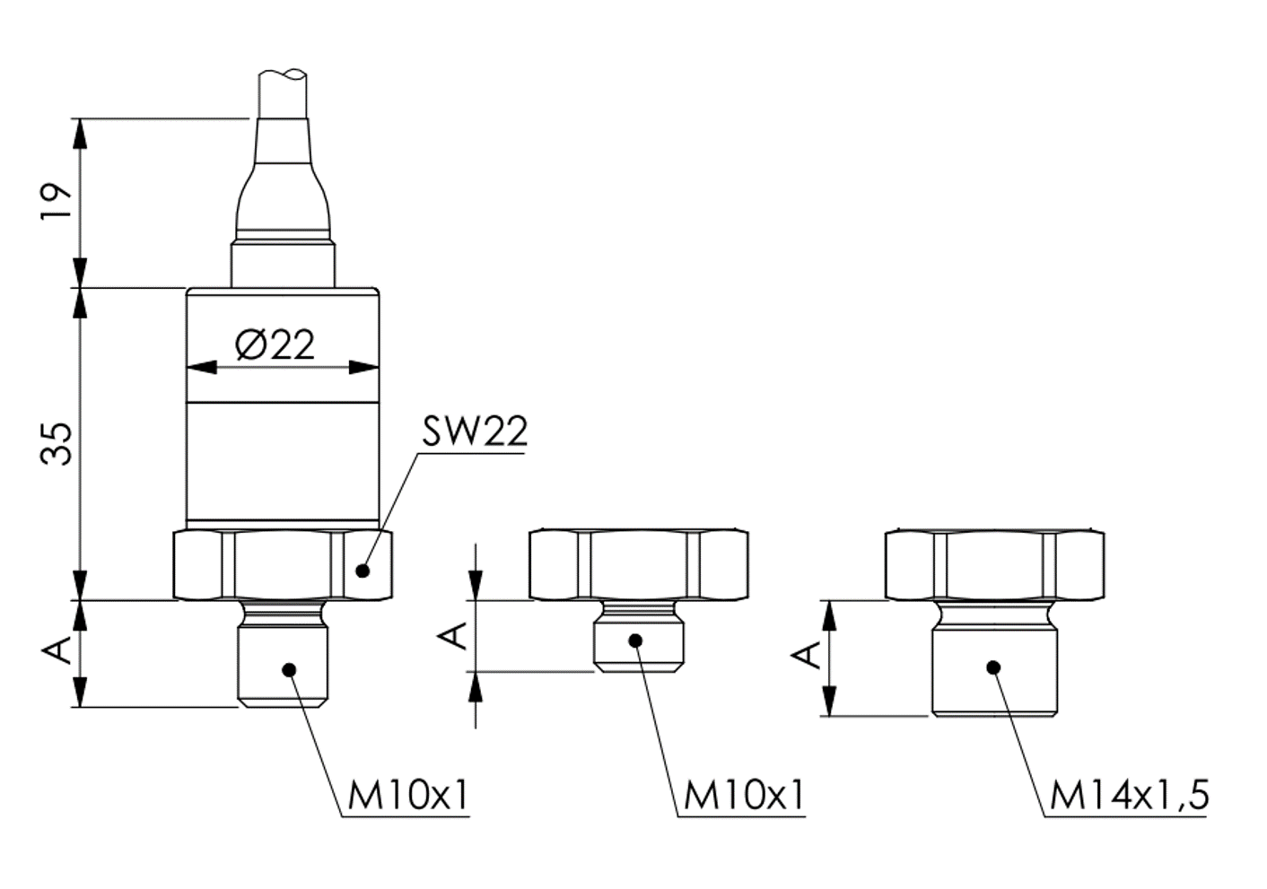 Dimension Pressure Sensor Drucksensor Pv22H