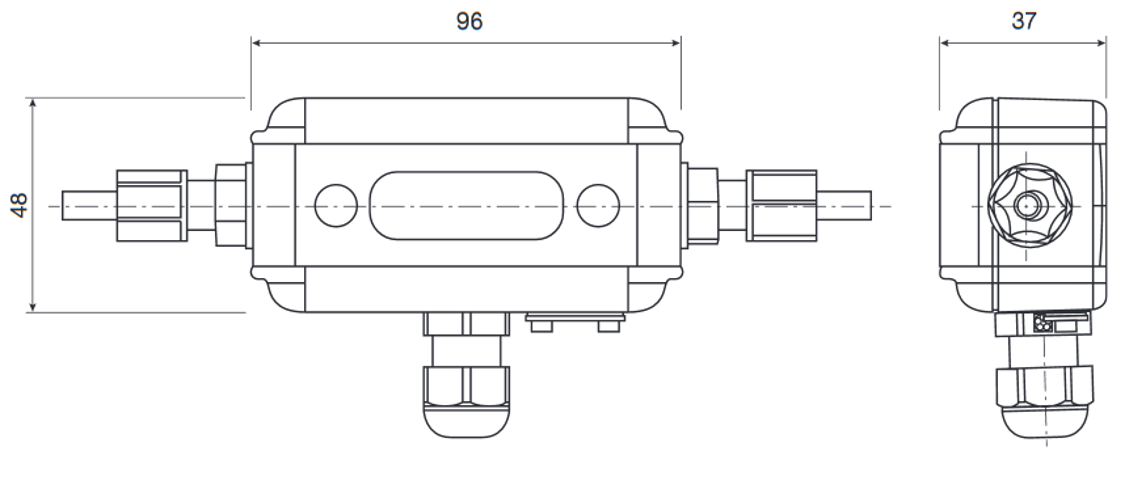 Dimension Ultrasonic Flow Meter Pfa Hose Ultraschall Durchflussmesser Pfa Schlauch Metraflow