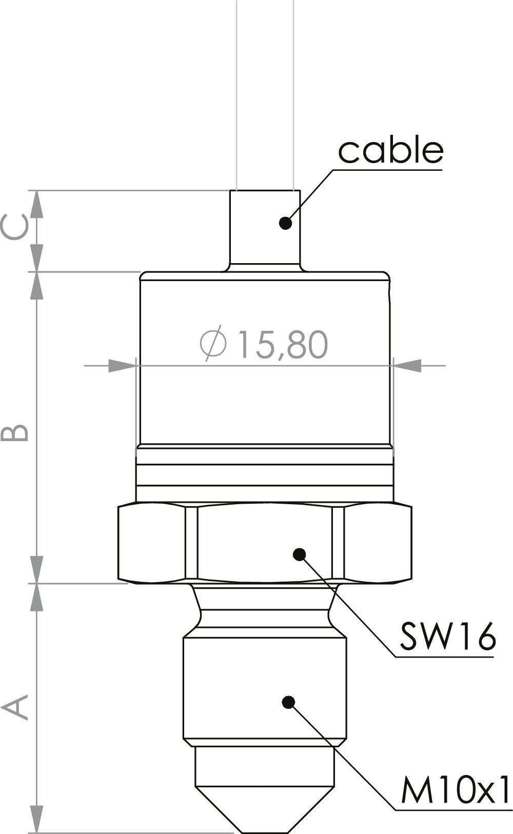 Dimension Brake Pressure Sensor Pv15B